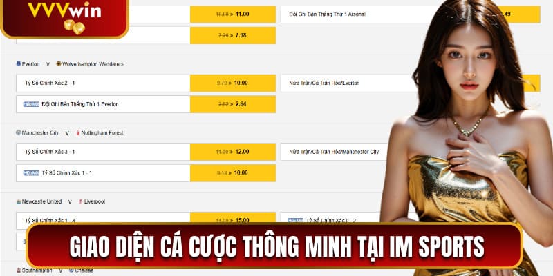 Khám Phá IM Sports - Sảnh Thể Thao Hàng Đầu Tại VVVWin 1 Giao diện cá cược thông minh, hiện đại tại IM Sports